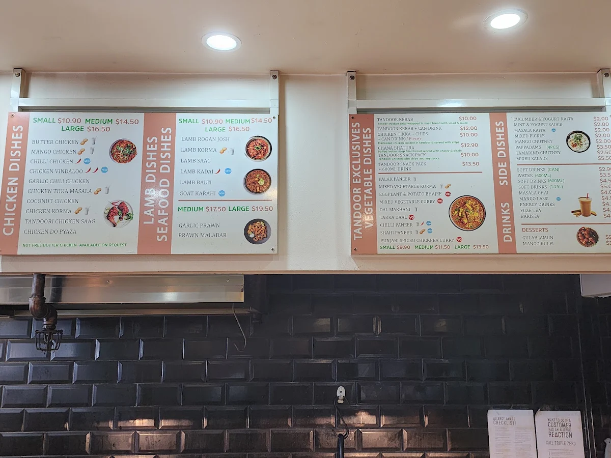 Menu, Tandoor Indian Kitchen