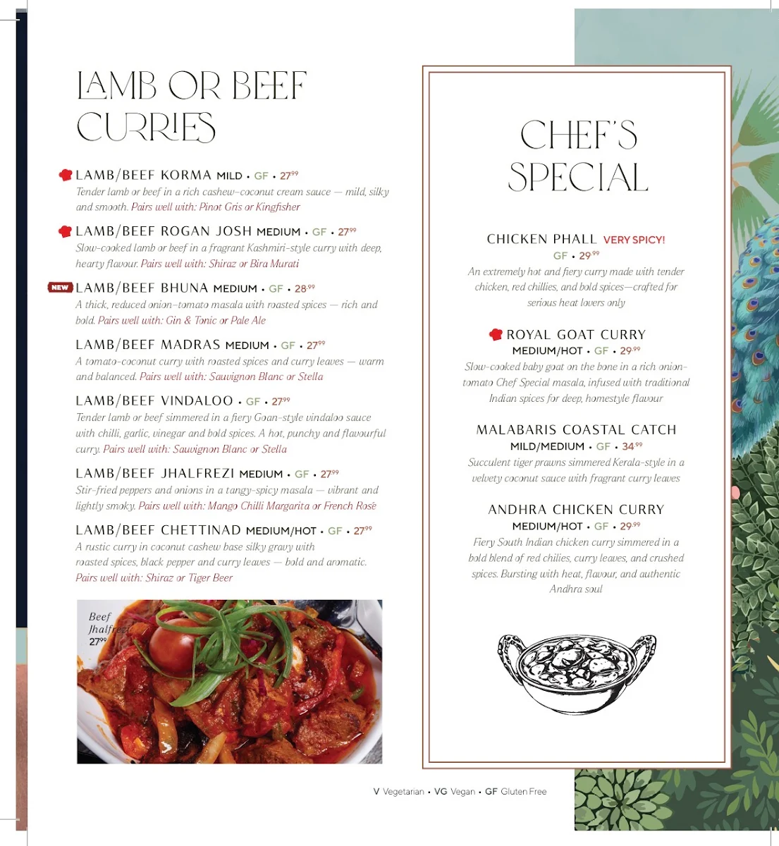 Menu, Sea Spice Indian Restaurant