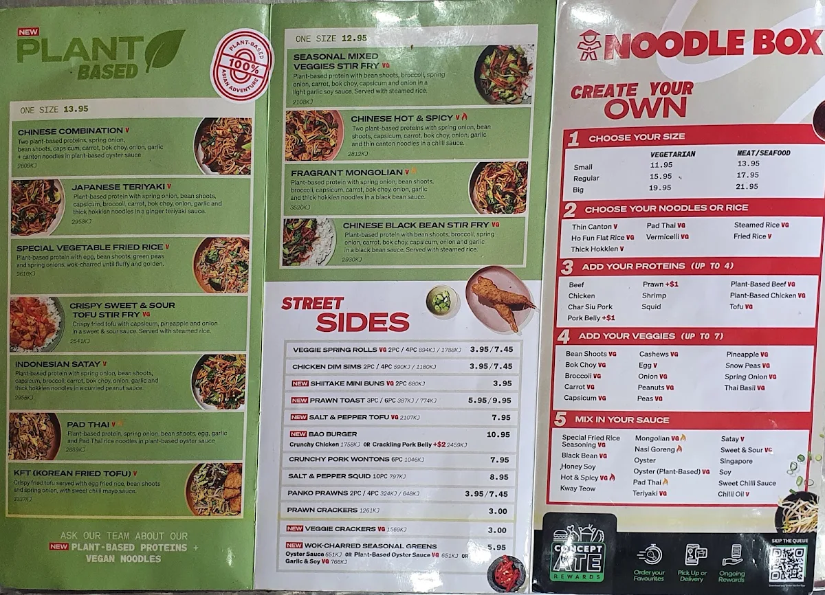 Menu, Noodle Box Unley