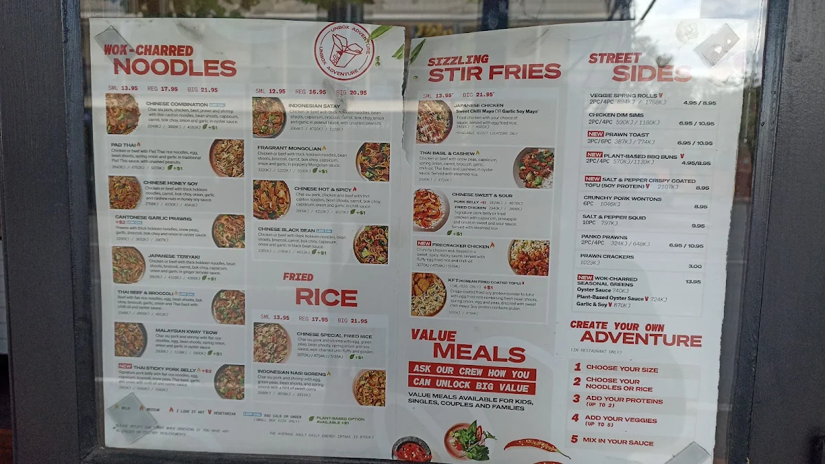 Menu, Noodle Box Unley