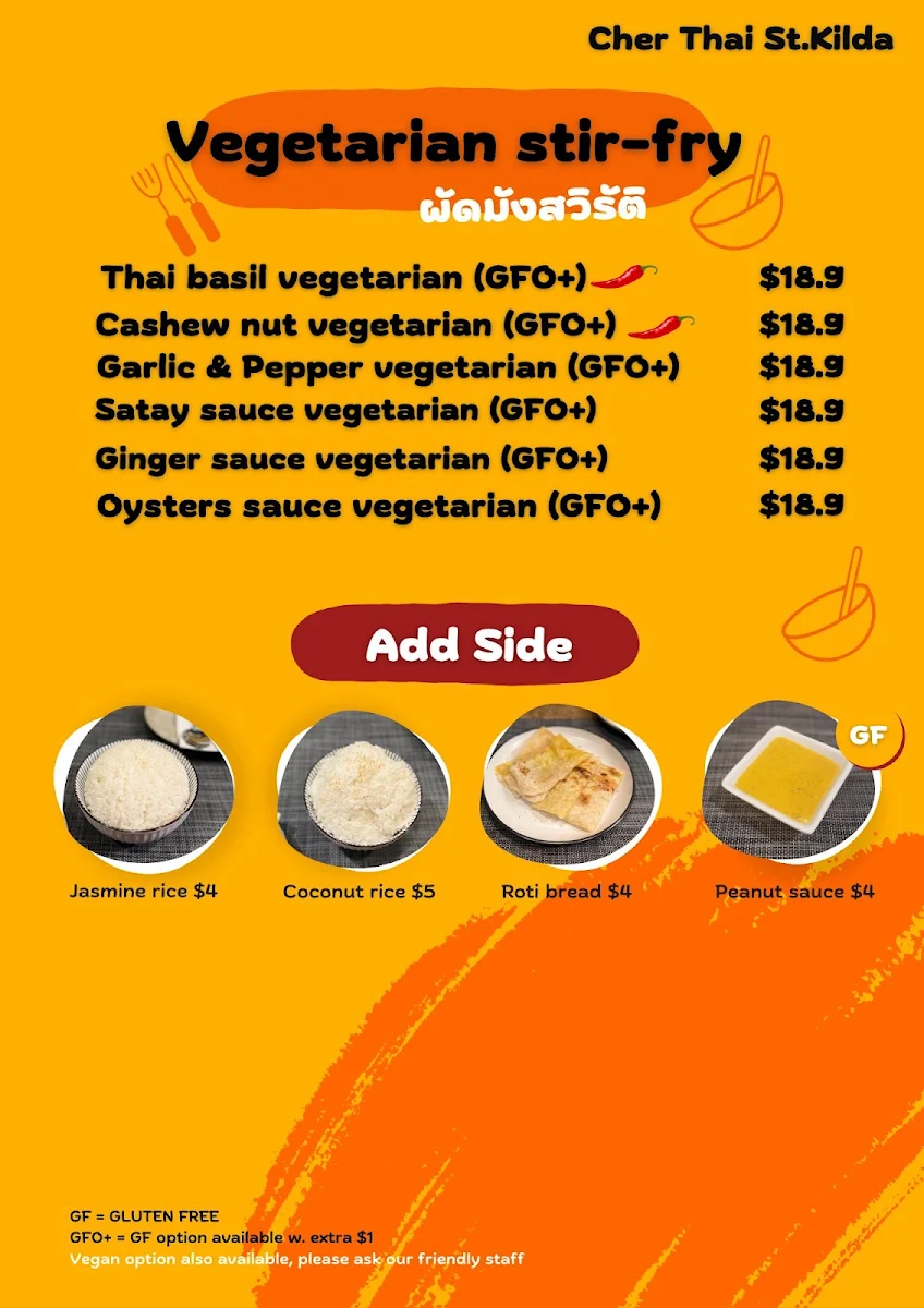 Menu, Cher Thai St.Kilda