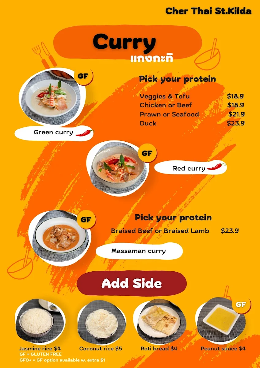 Menu, Cher Thai St.Kilda