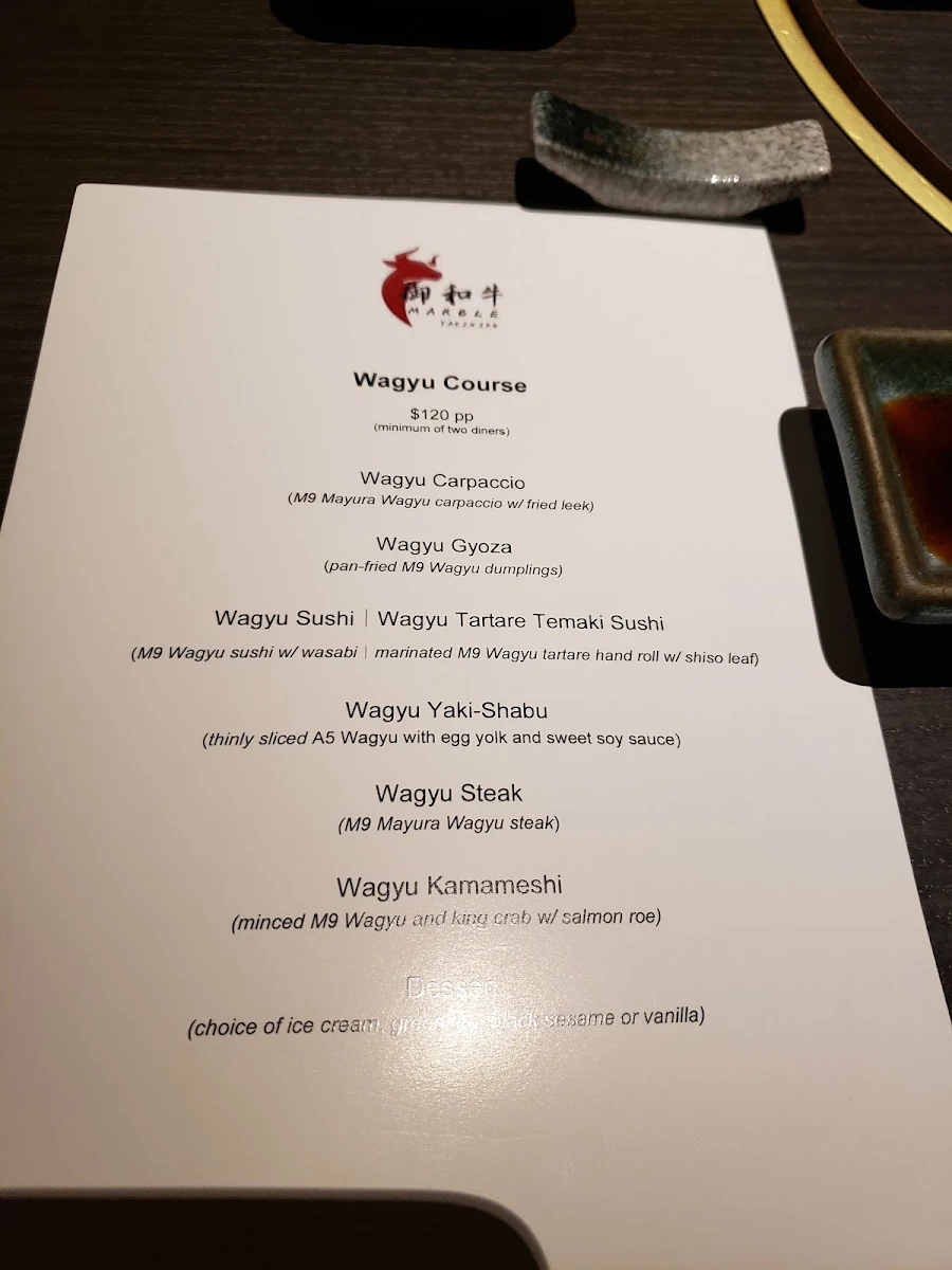 Menu, Marble Yakiniku