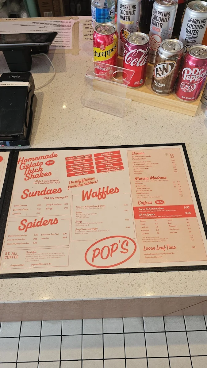 Menu, Pop’s Milk Bar