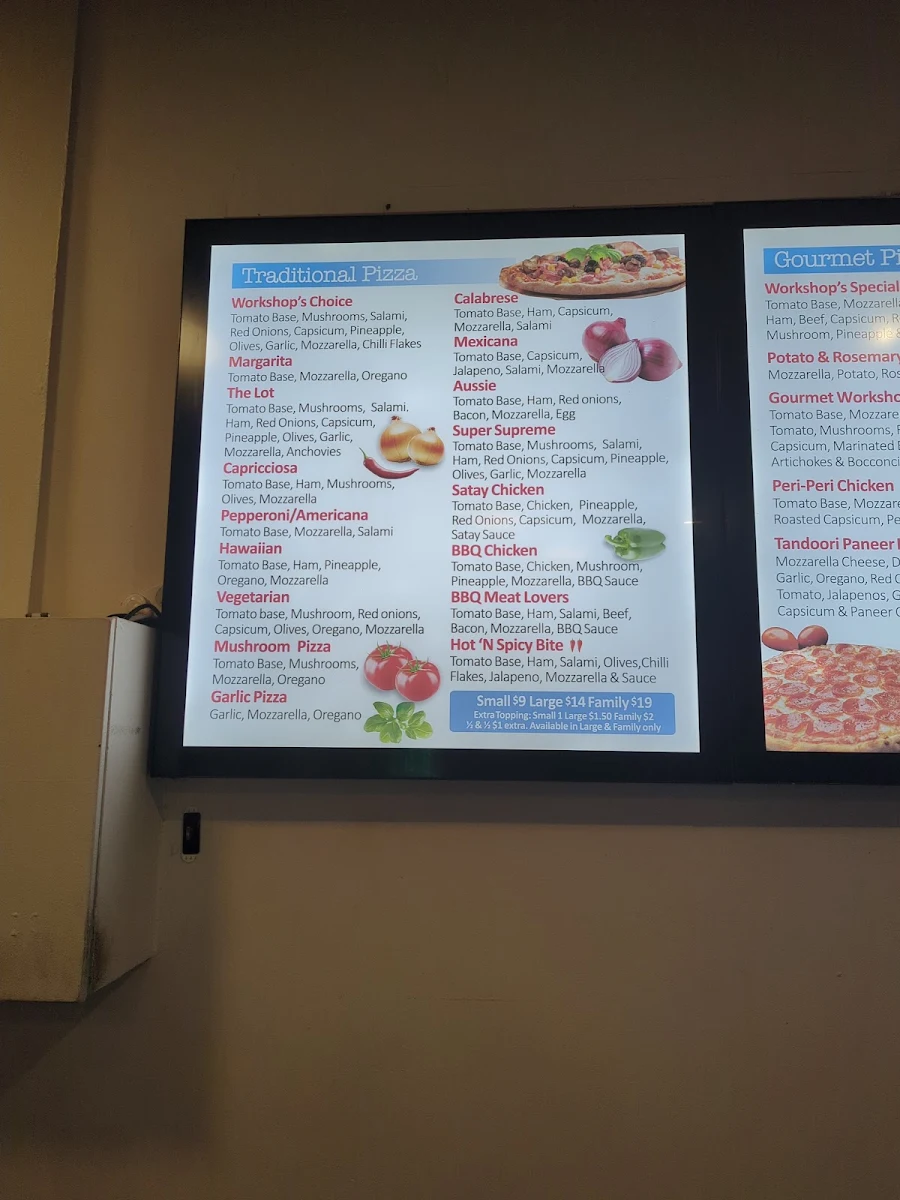 Menu, Pizza Workshop Co