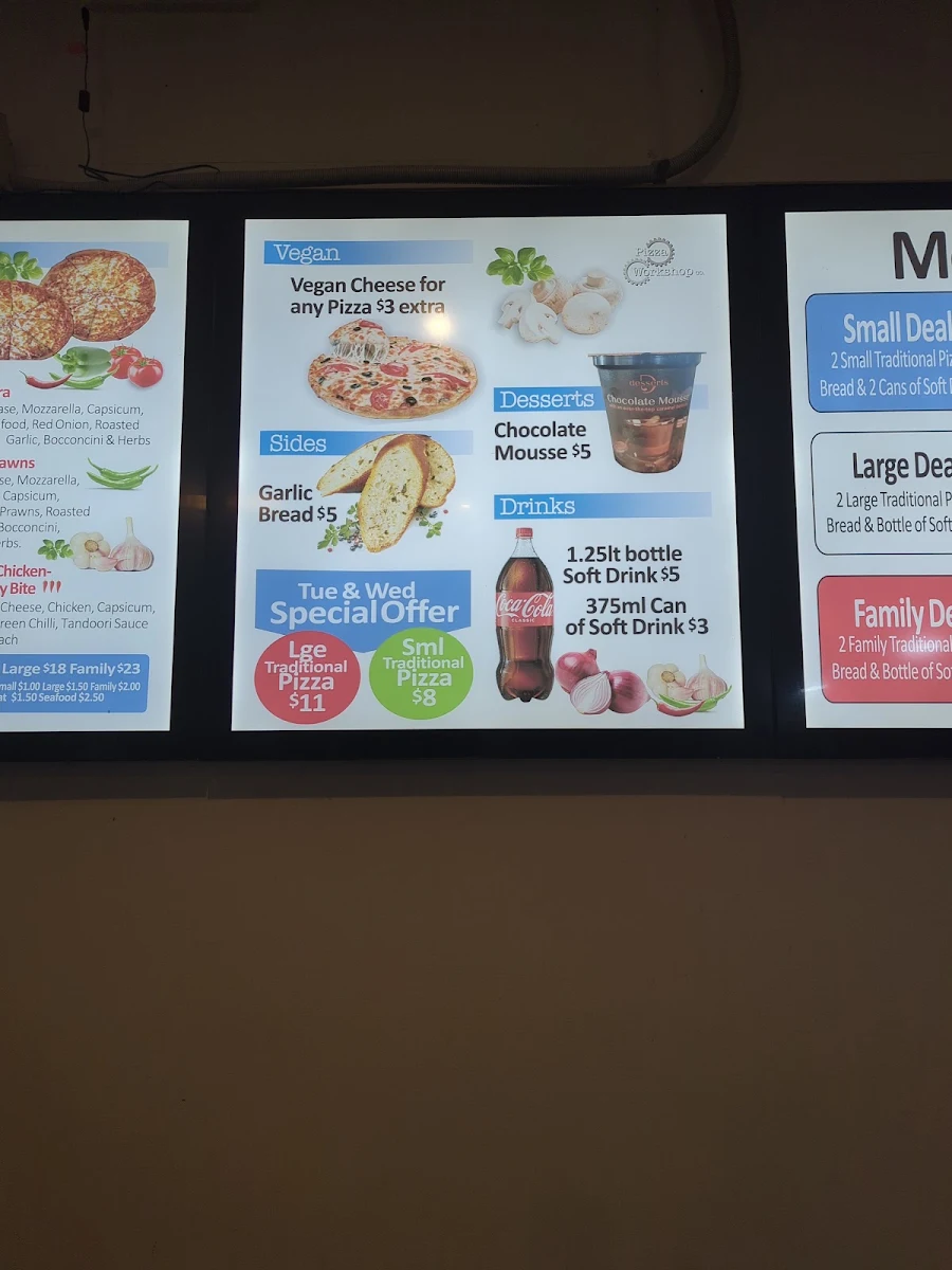 Menu, Pizza Workshop Co