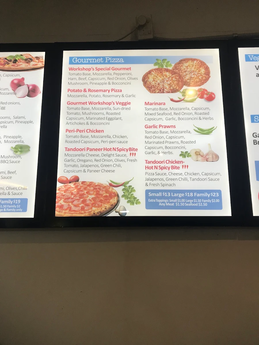 Menu, Pizza Workshop Co