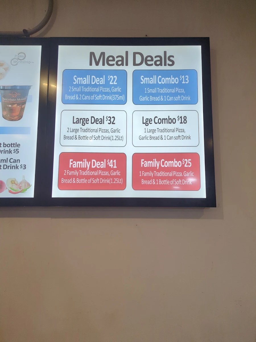Menu, Pizza Workshop Co