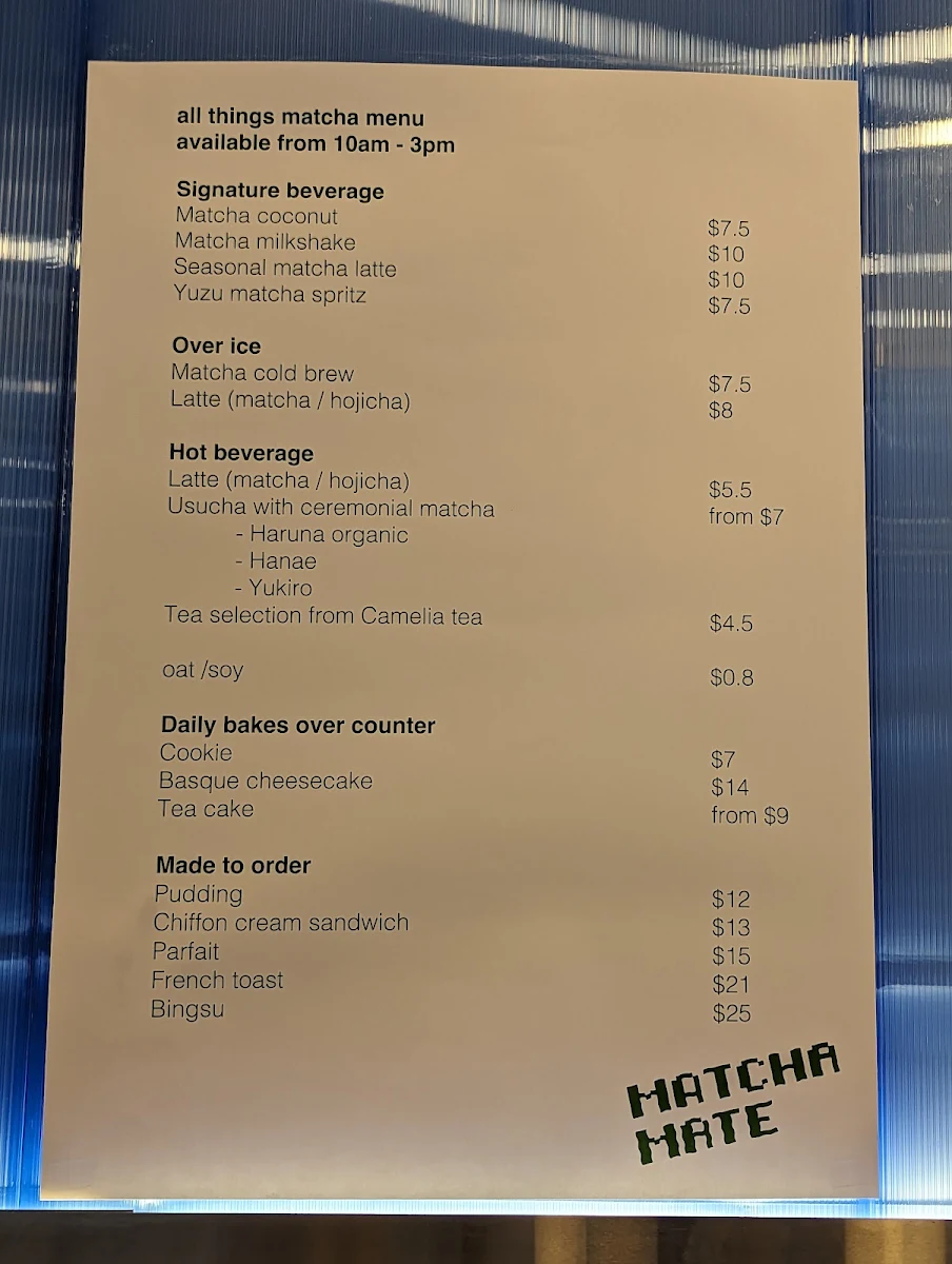 Menu, Pop Up - Matcha Mate