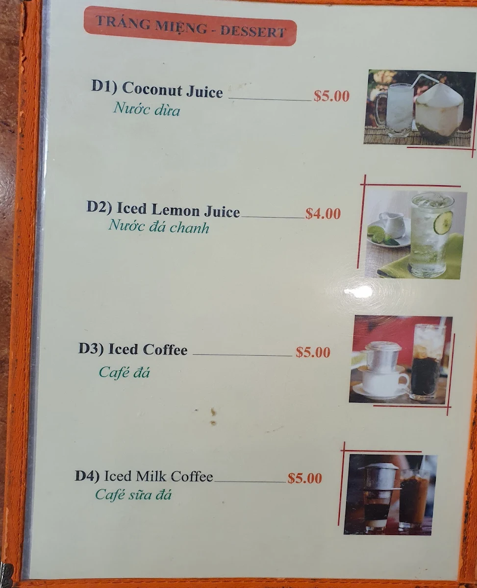 Menu, Thien Kim Vietnamese