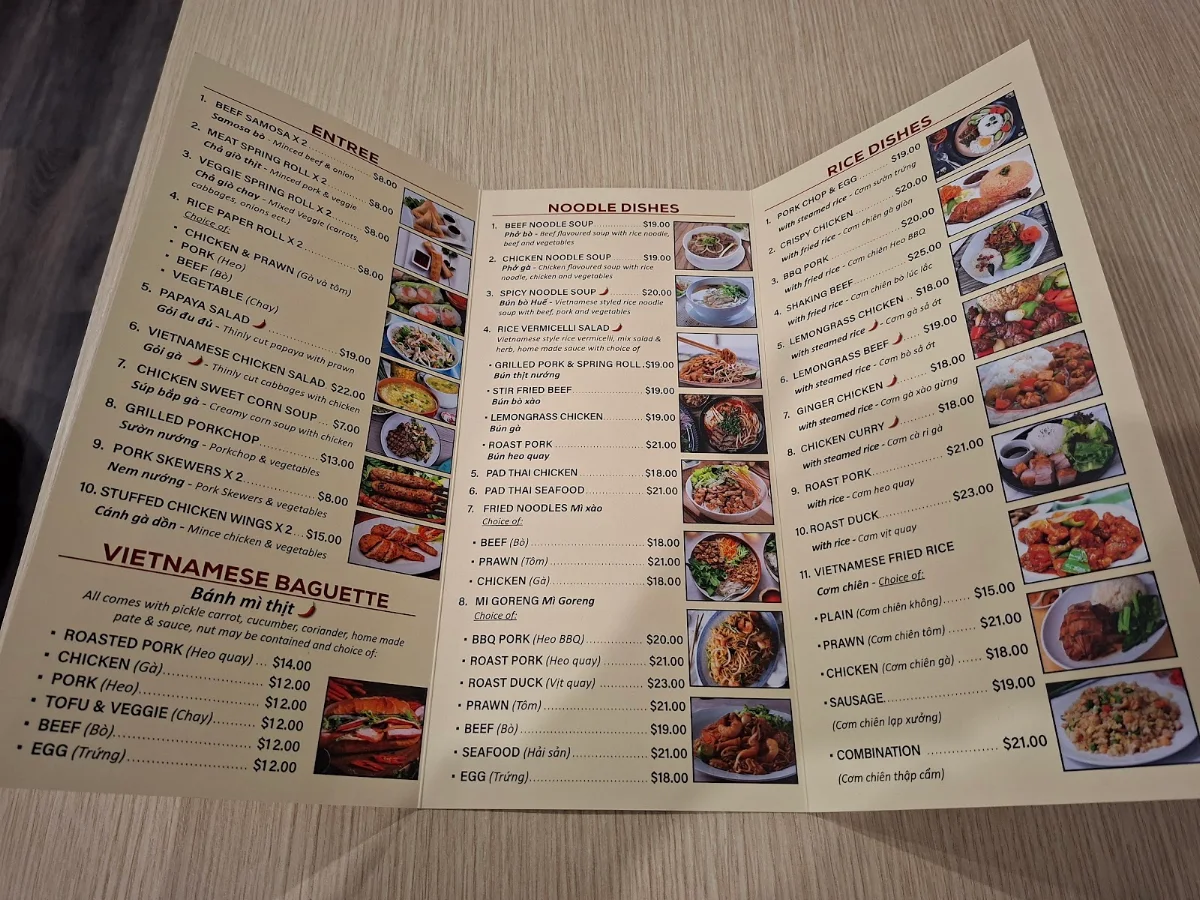 Menu, Thien Kim Vietnamese