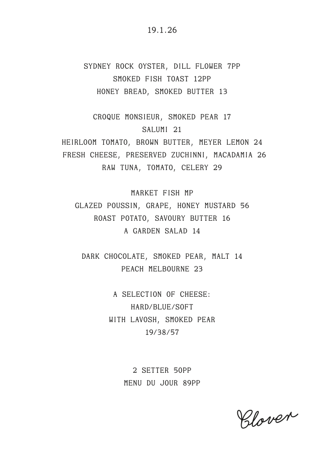 Menu, Clover