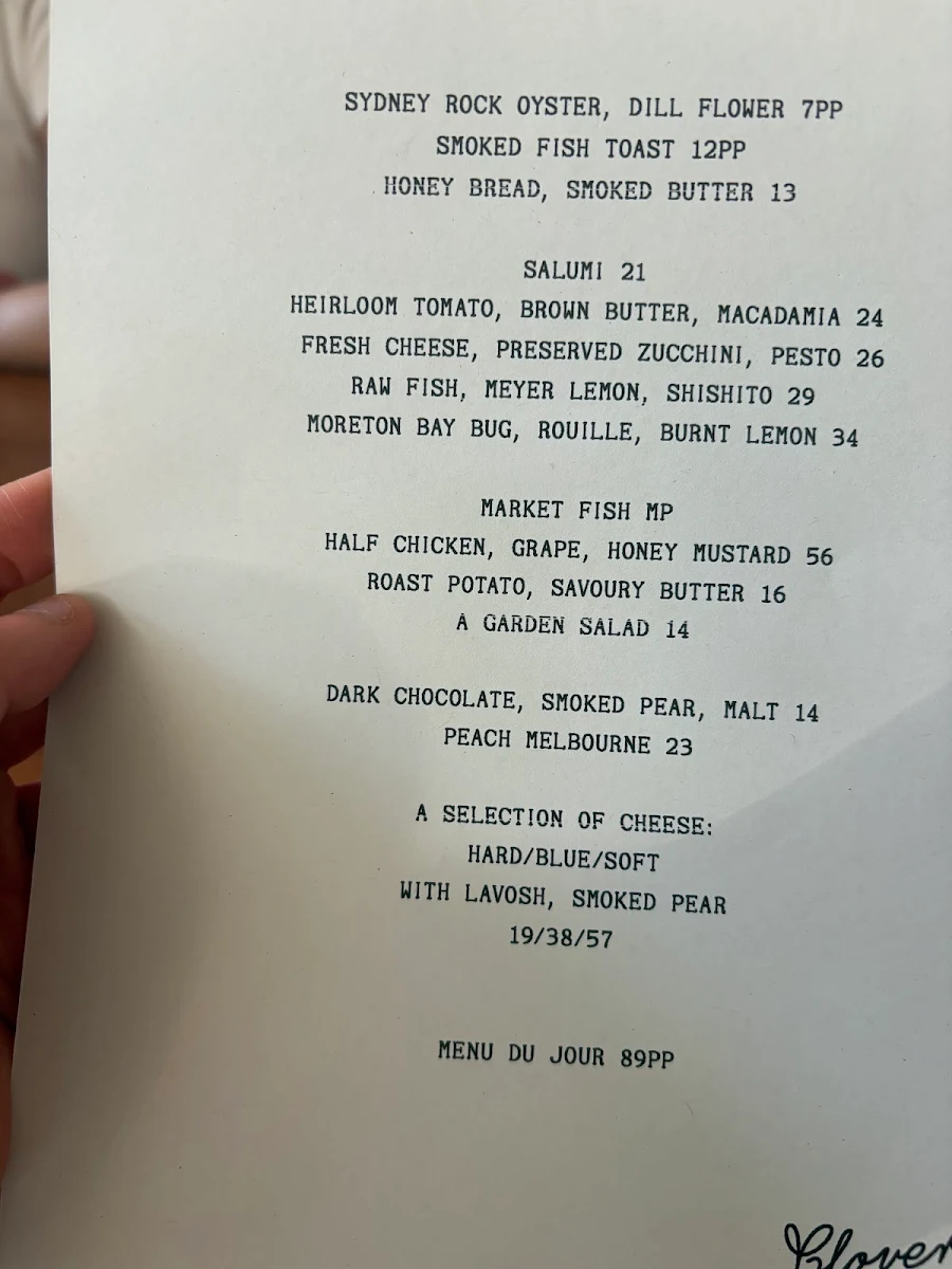 Menu, Clover
