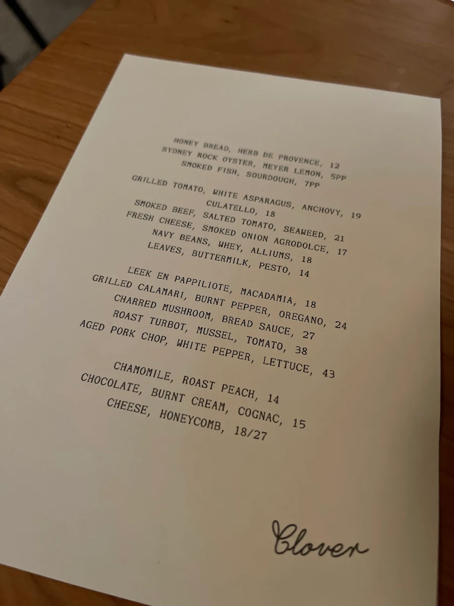 Menu, Clover