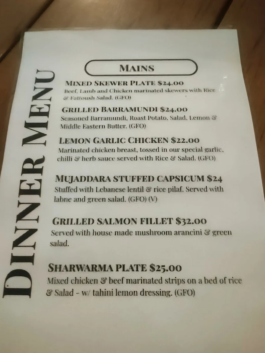 Menu, Port Beirut