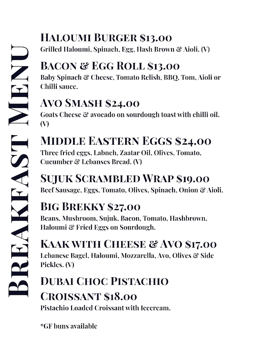 Menu, Port Beirut