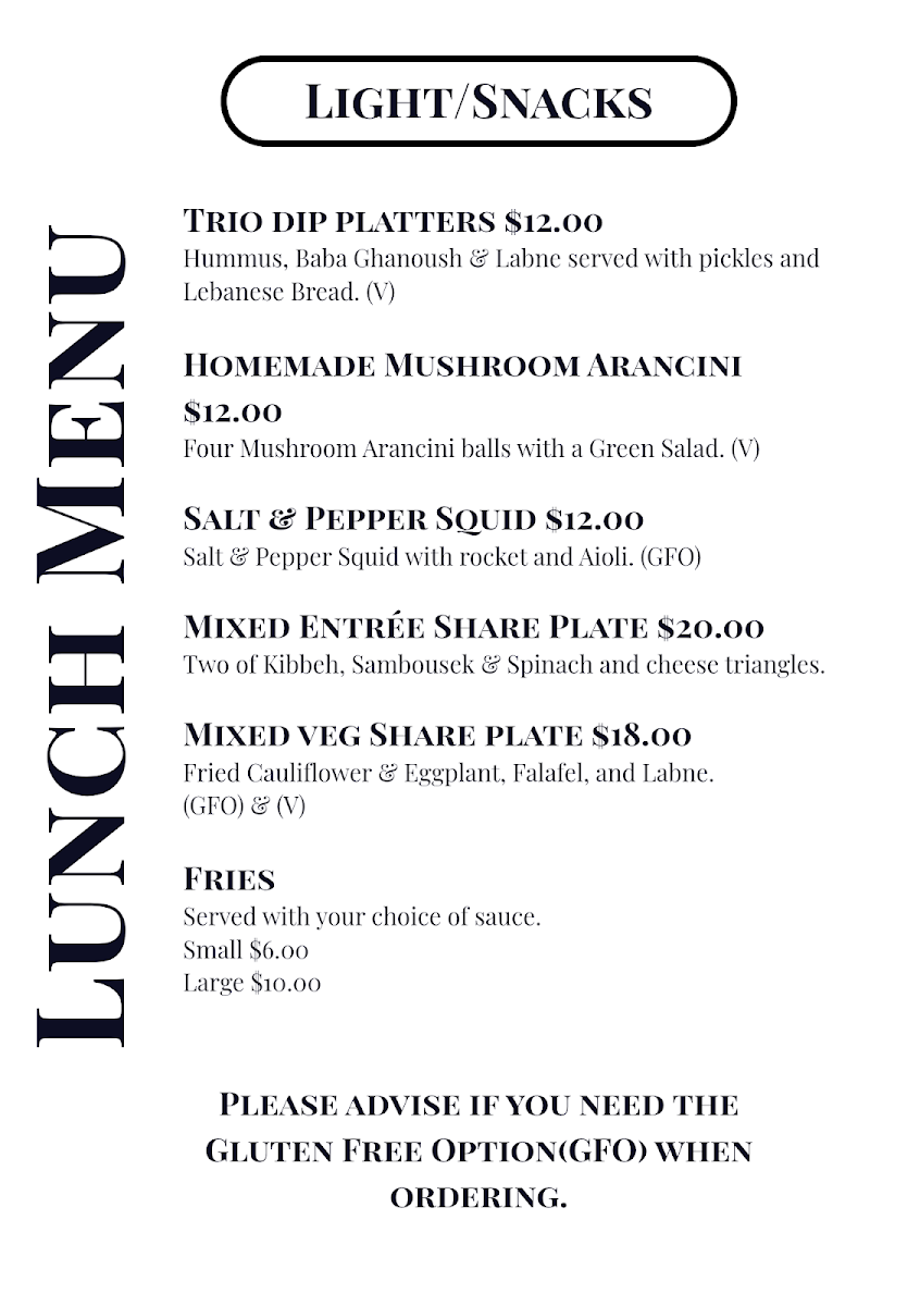 Menu, Port Beirut