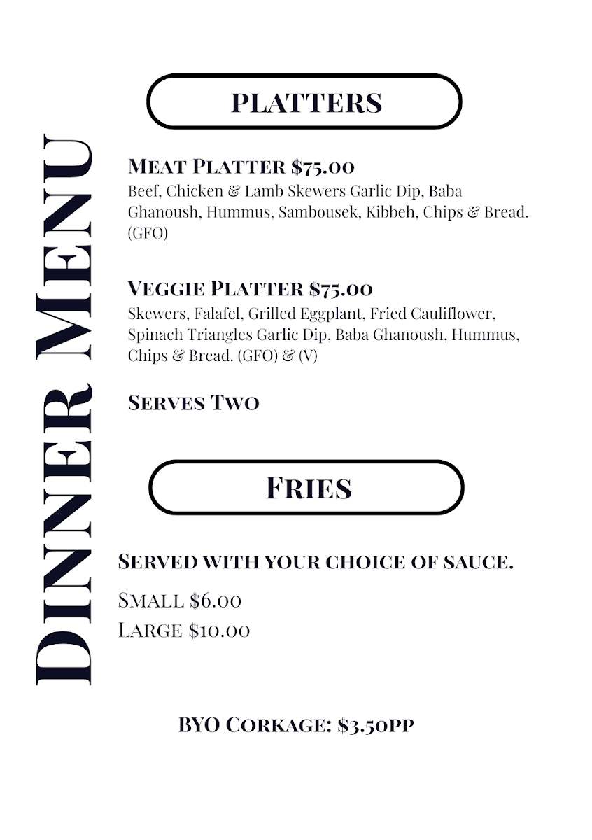 Menu, Port Beirut