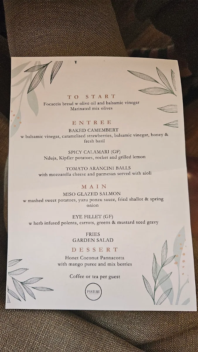 Menu, Pasture of Kirribilli