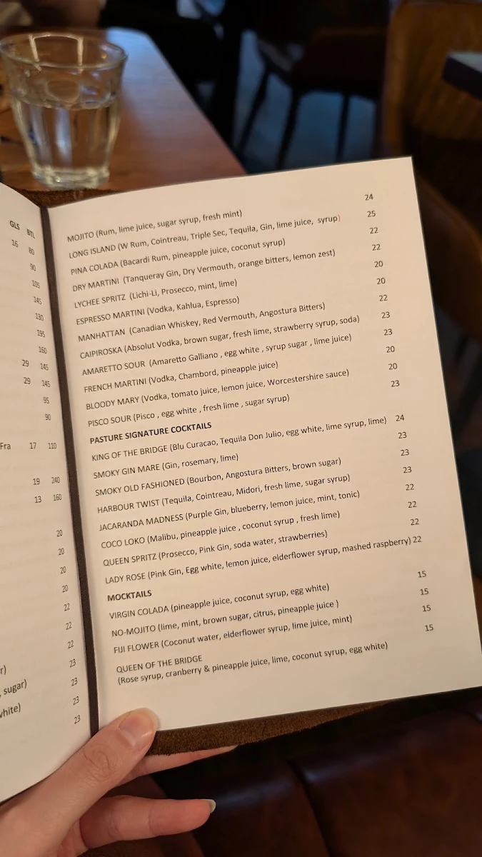 Menu, Pasture of Kirribilli