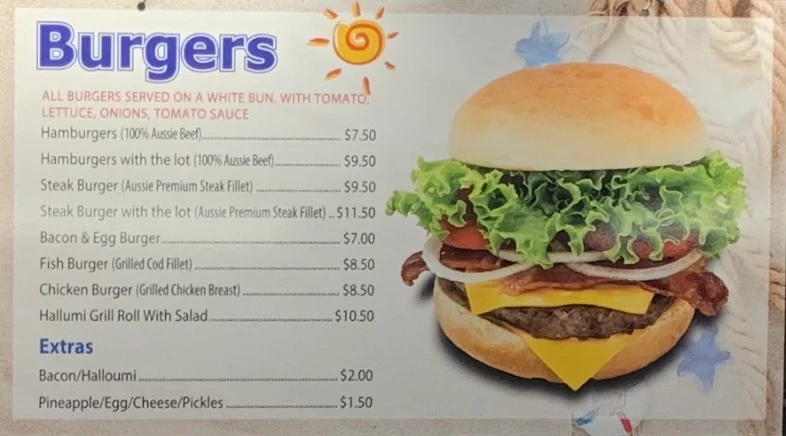Menu, Middle Park Fish Depot