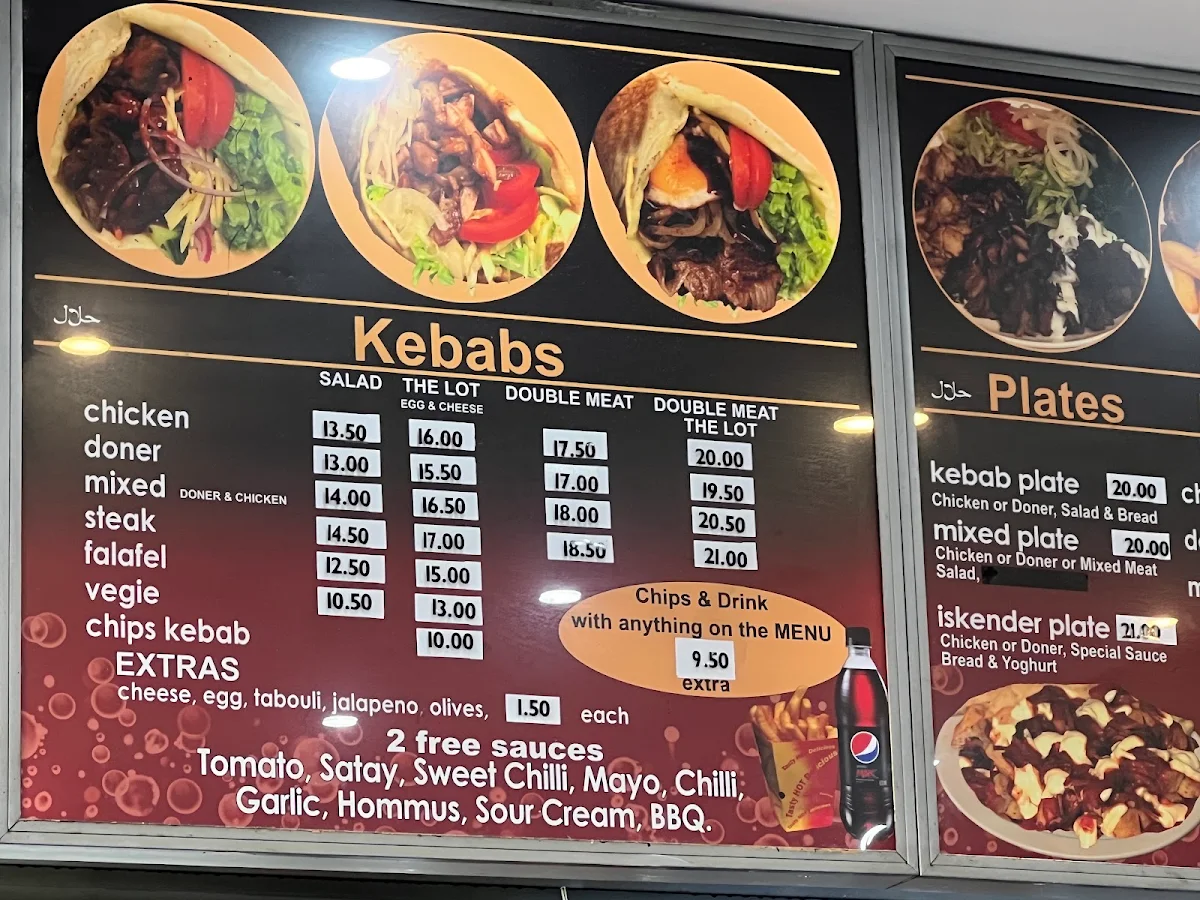 Menu, Thornlie Kebabs