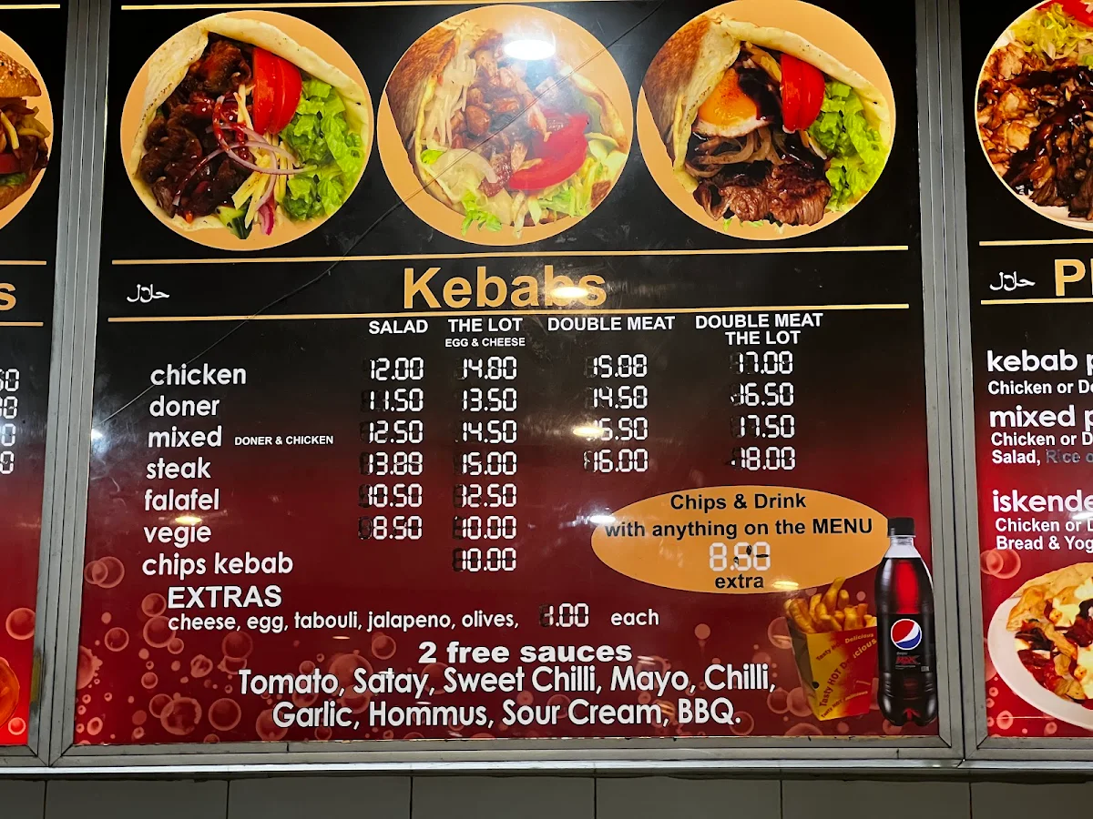 Menu, Thornlie Kebabs
