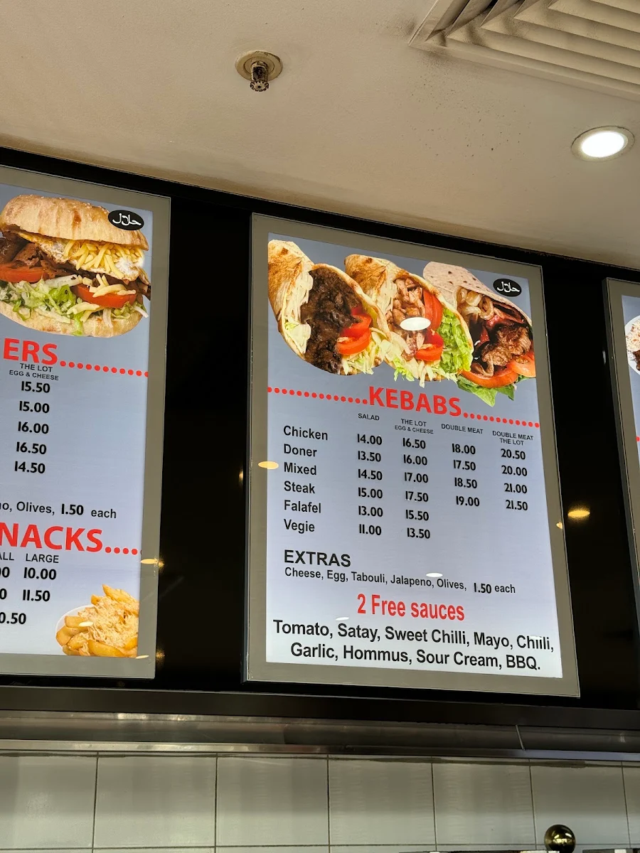 Menu, Thornlie Kebabs