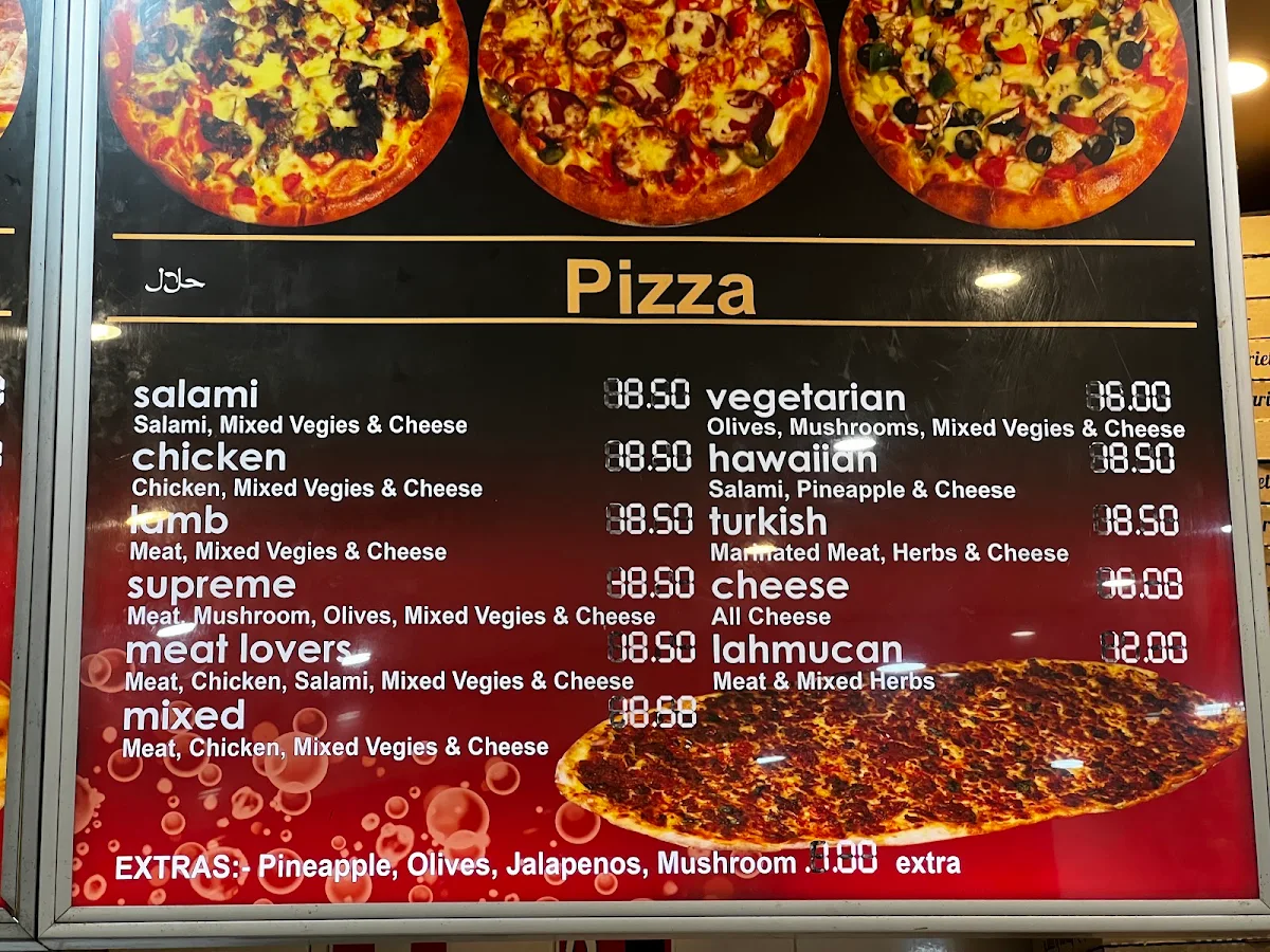Menu, Thornlie Kebabs
