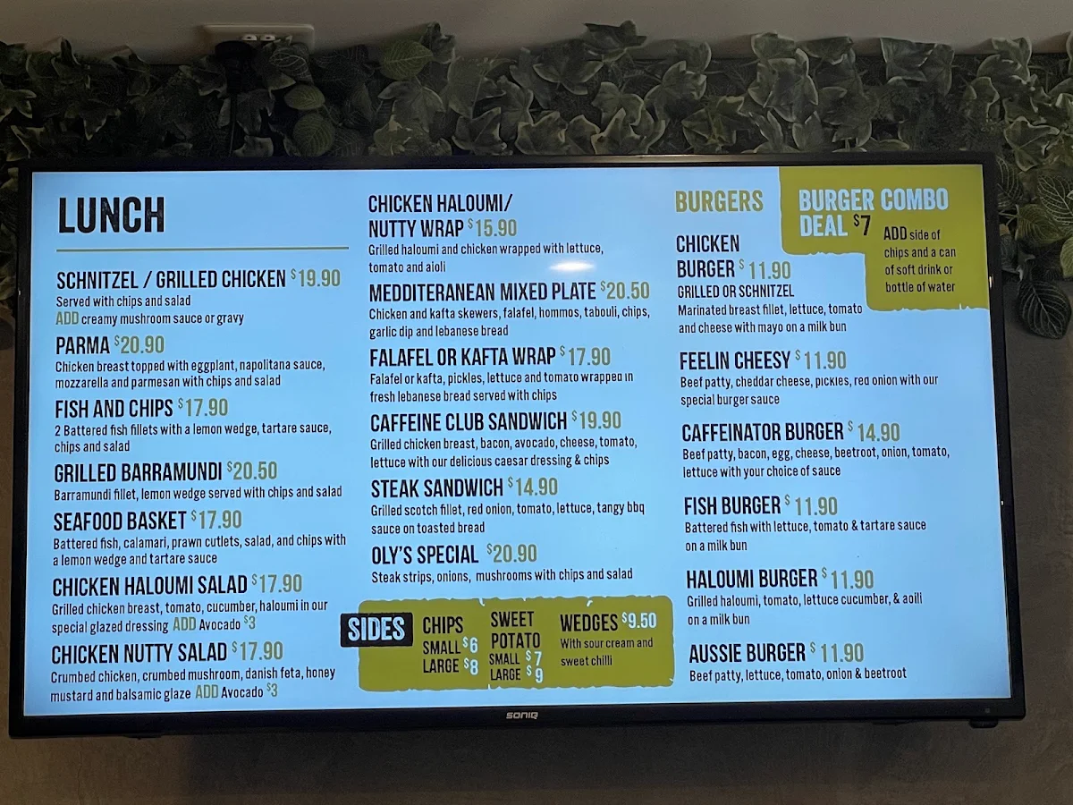 Menu, Caffeine Club