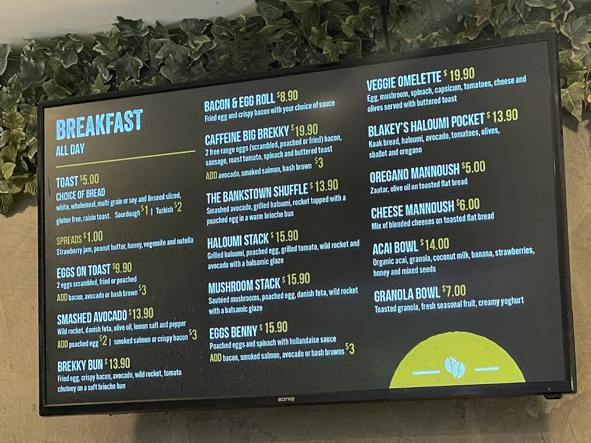 Menu, Caffeine Club