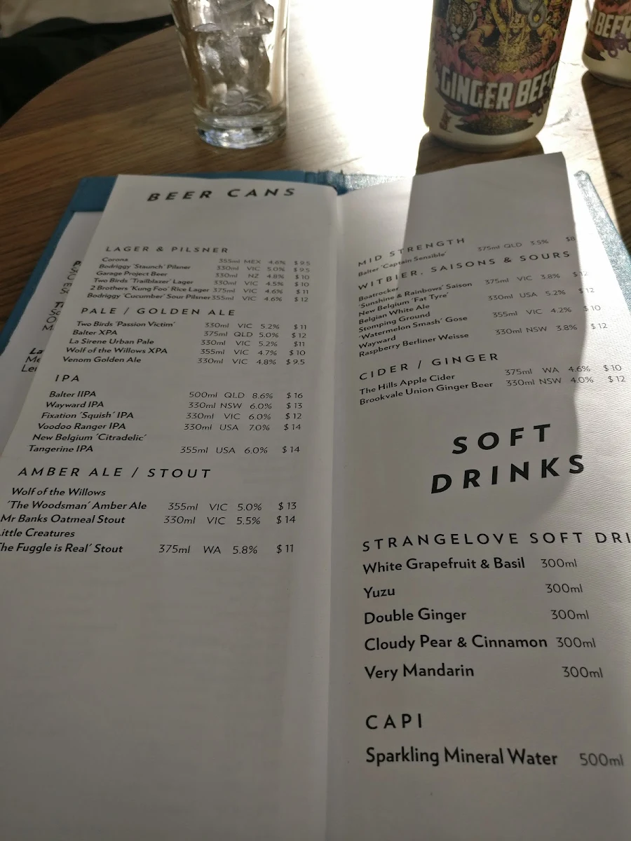 Menu, Good Heavens Rooftop Bar