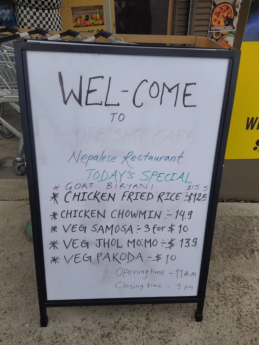 Menu, Guff Shop Cafe & Restuarant