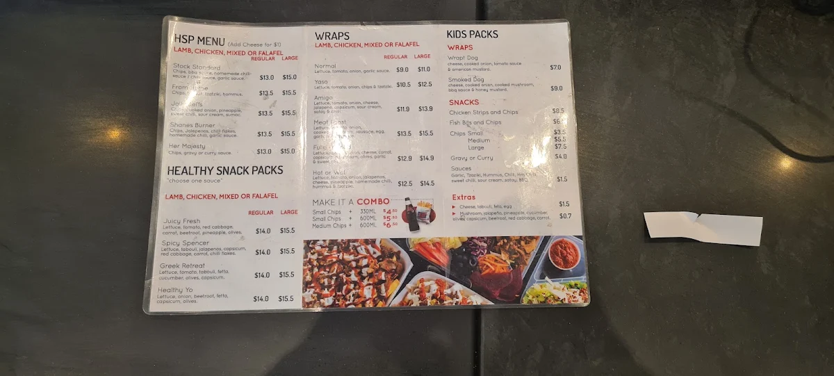 Menu, Wot A Kebab Diamond Creek (Kebab & HSP)