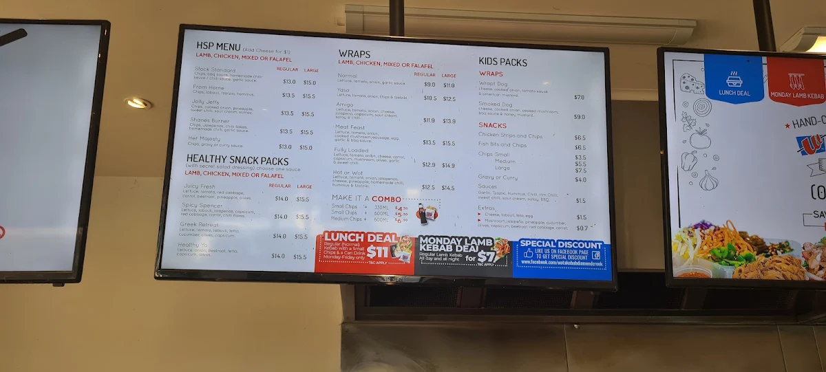 Menu, Wot A Kebab Diamond Creek (Kebab & HSP)