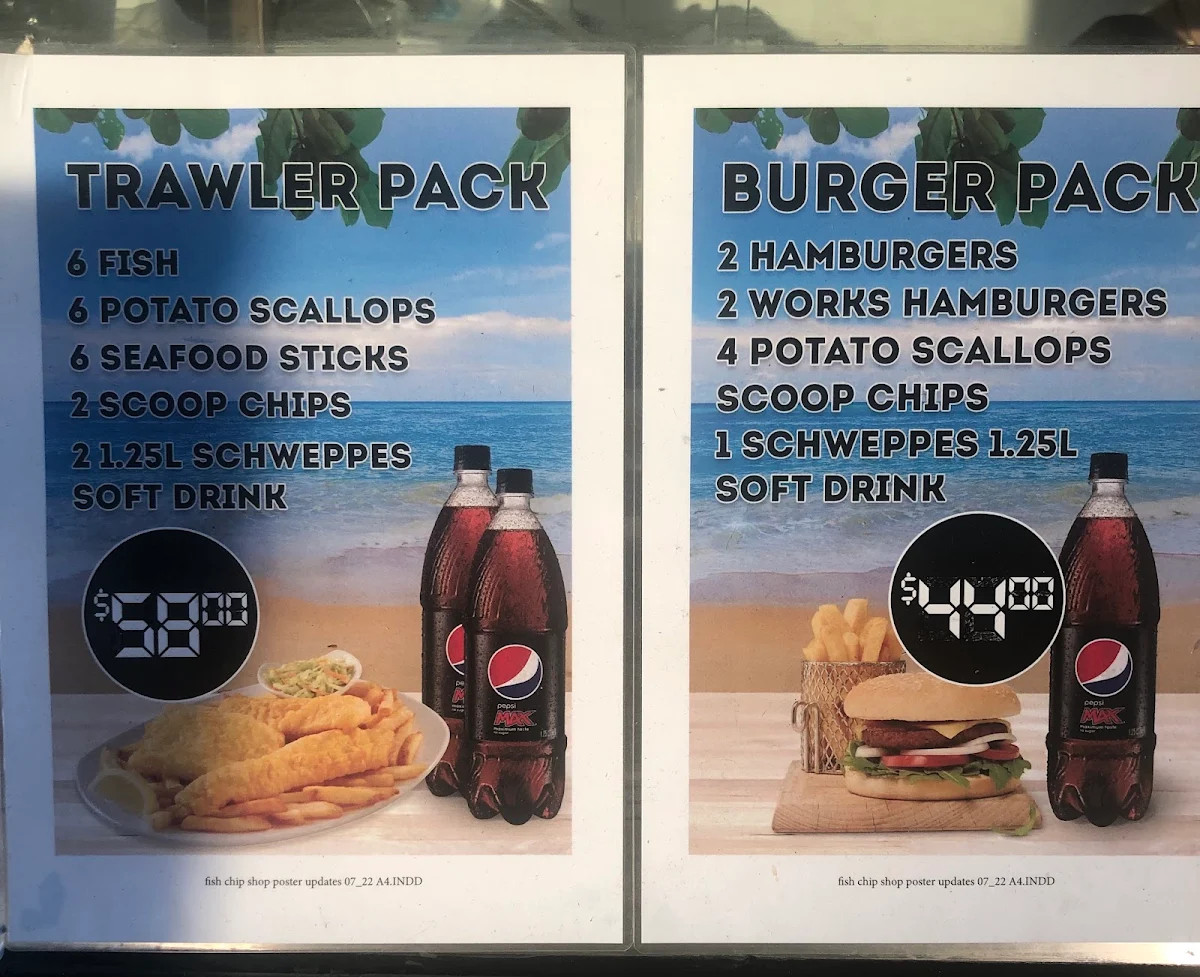 Menu, Kallangur Fish and Chips