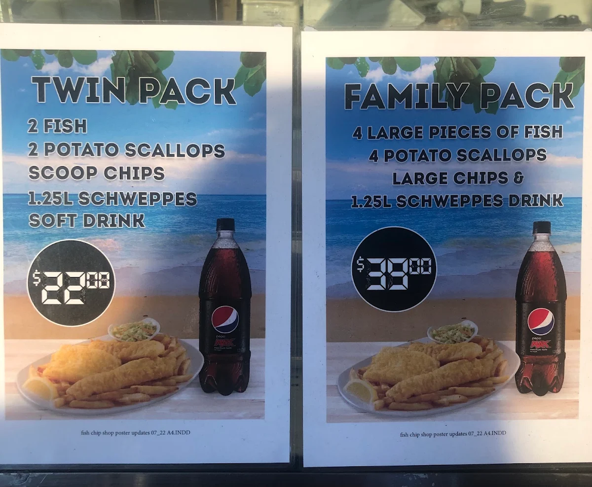Menu, Kallangur Fish and Chips