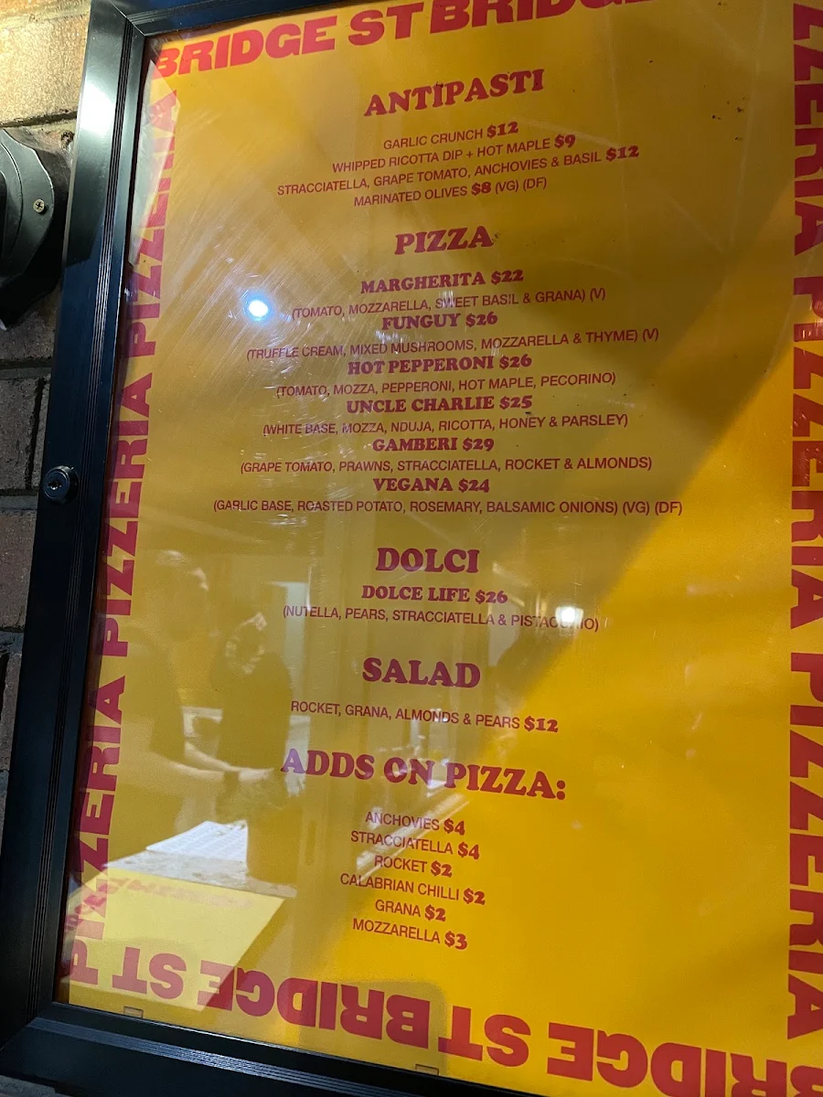 Menu, BSP’ERIA Penshurst