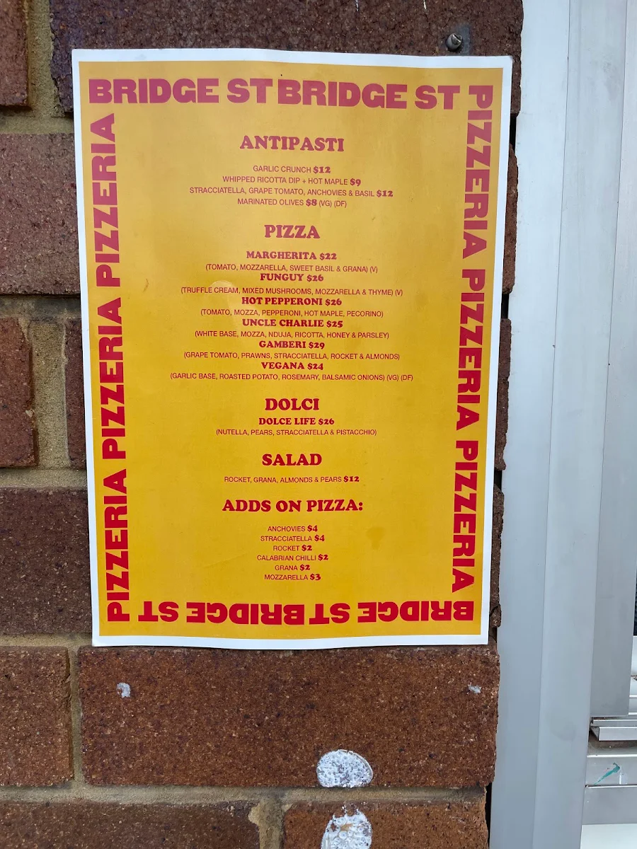 Menu, BSP’ERIA Penshurst