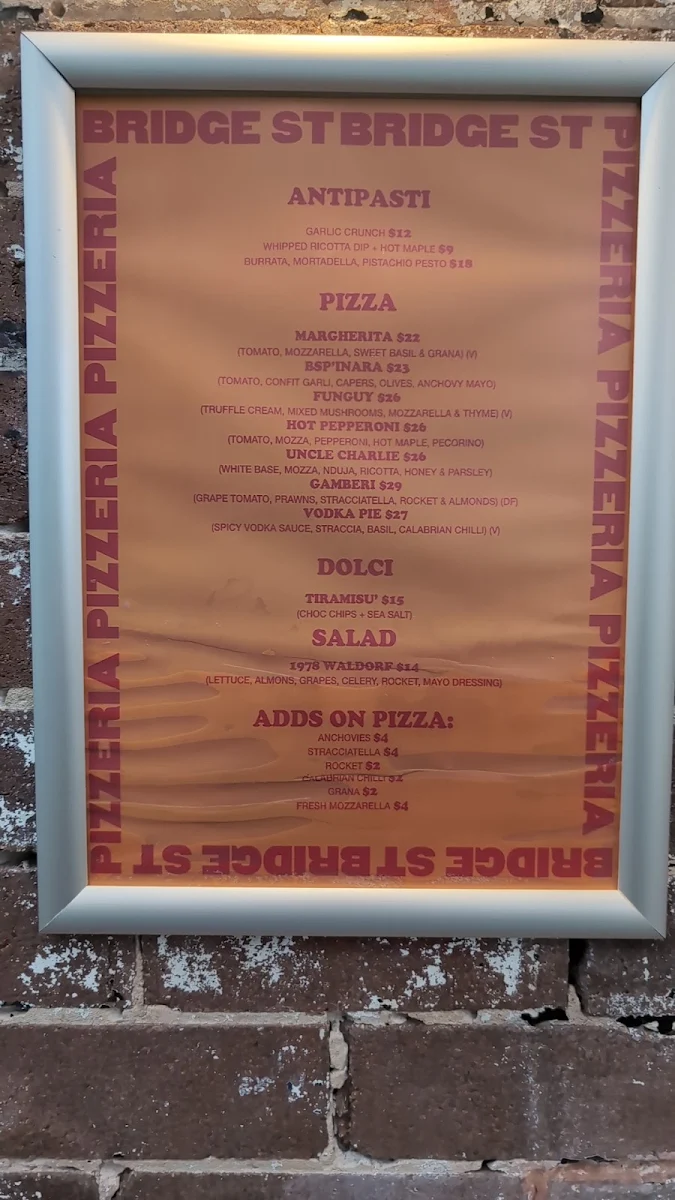 Menu, BSP’ERIA Penshurst