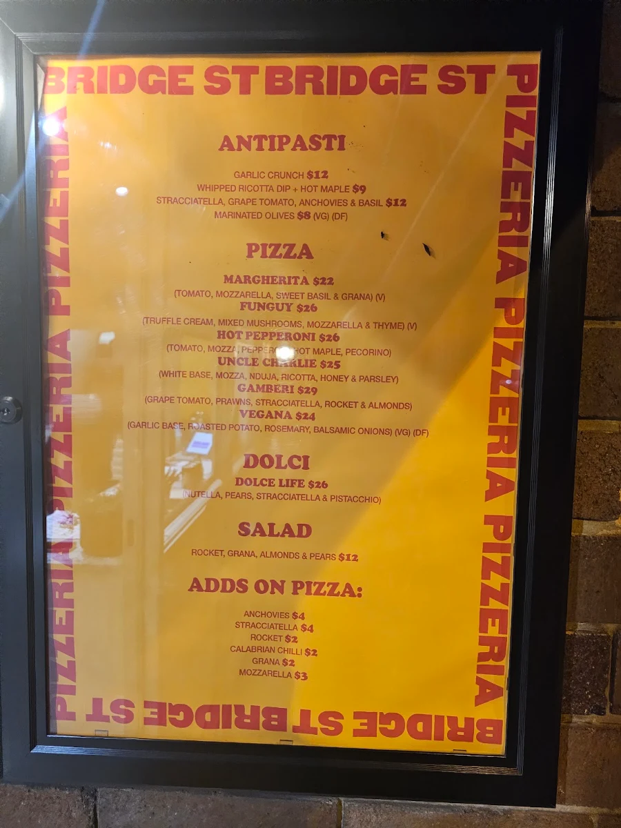 Menu, BSP’ERIA Penshurst