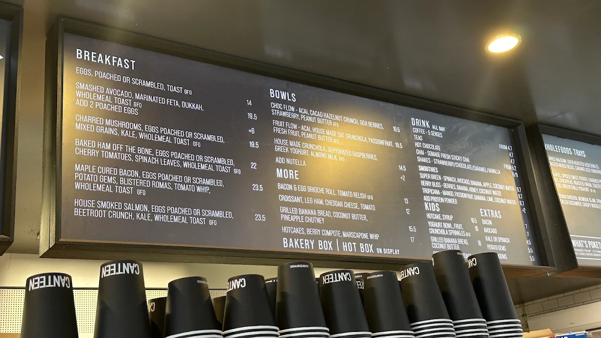 Menu, Canteen Trigg