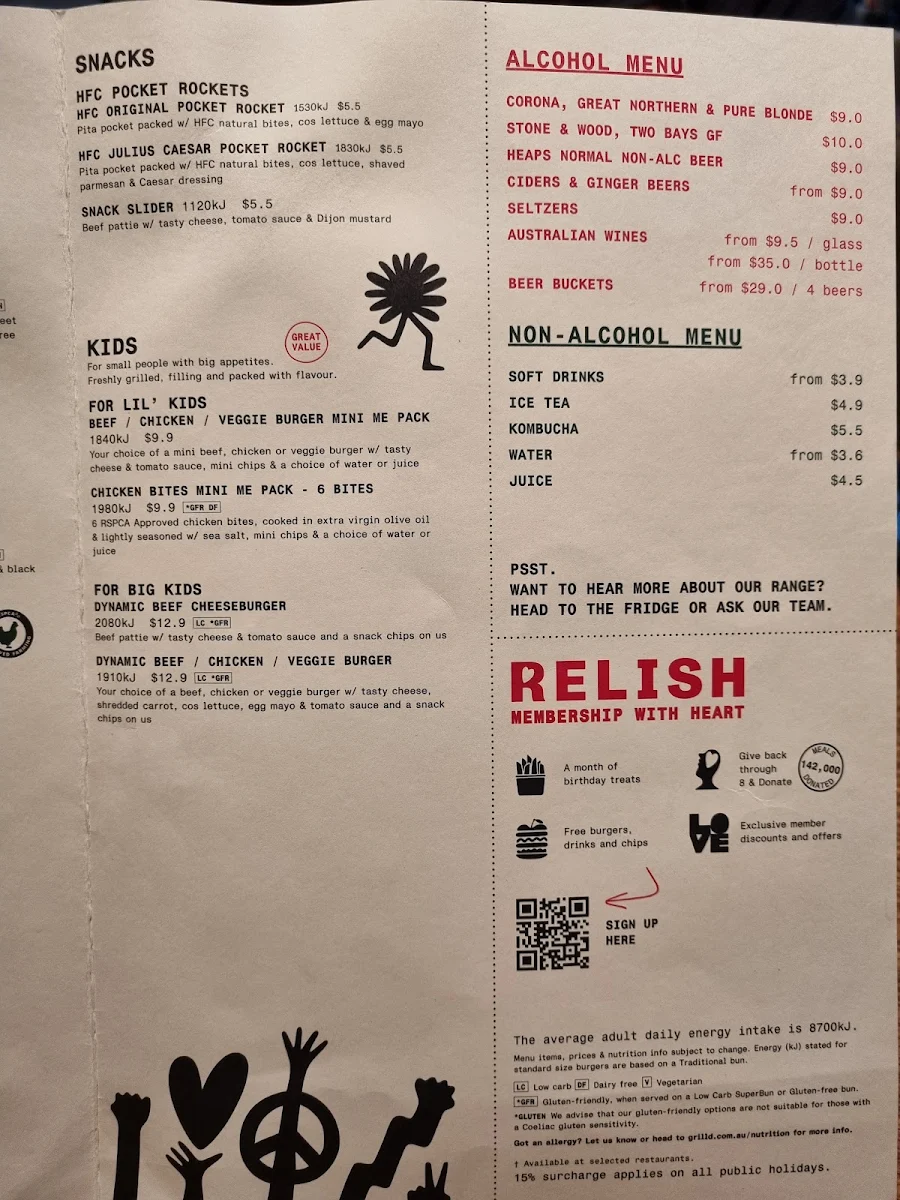 Menu, Grill'd Burgers - Upper Coomera