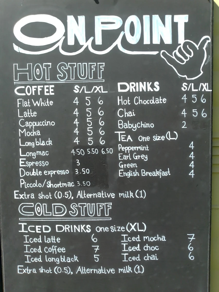 Menu, On Point Coffee