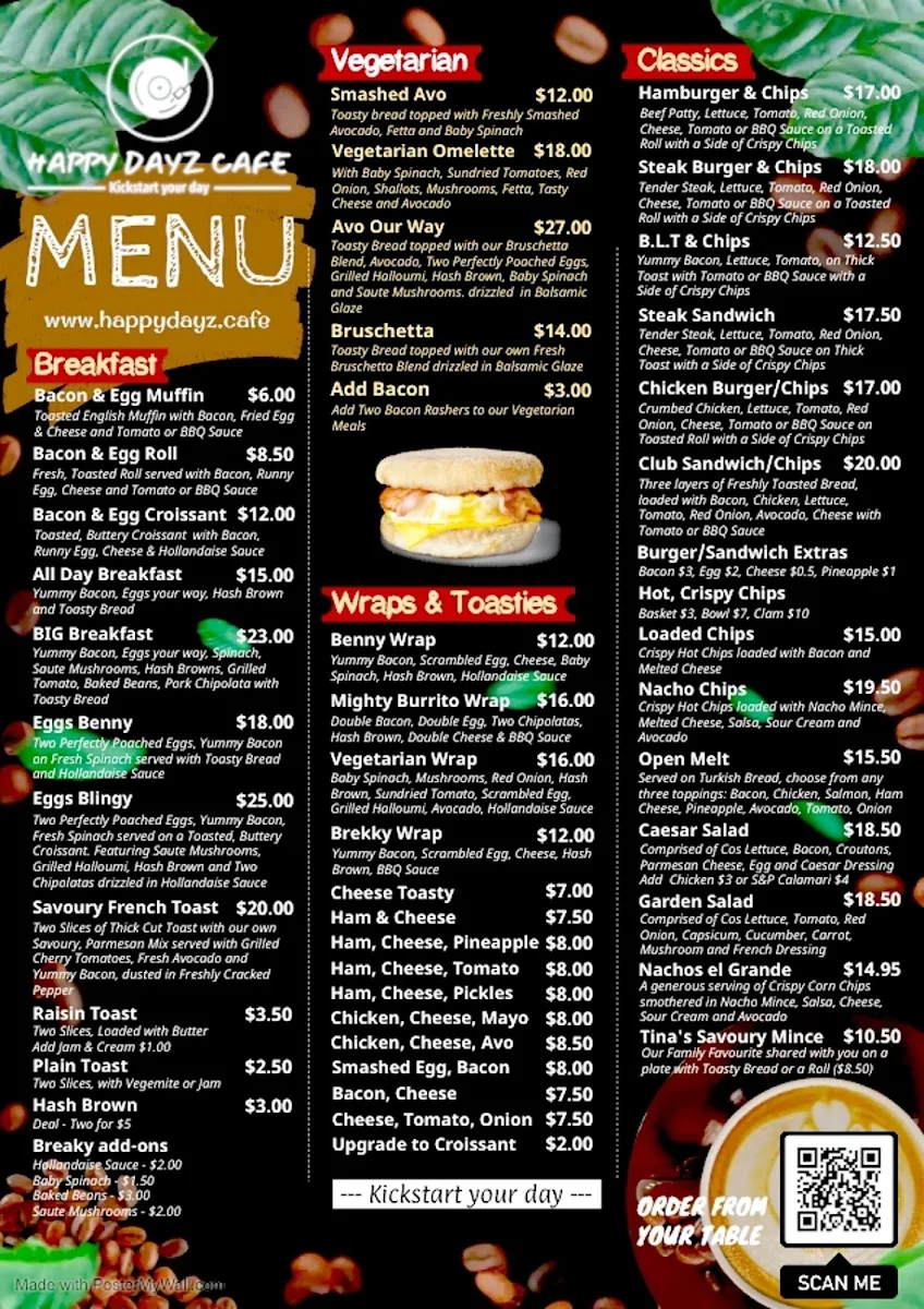 Menu, Cool Beanz Cafe and Dessert Bar