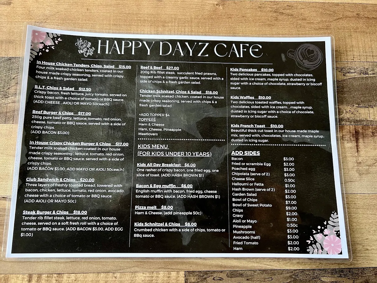 Menu, Cool Beanz Cafe and Dessert Bar