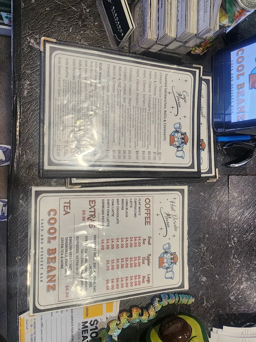 Menu, Cool Beanz Cafe and Dessert Bar