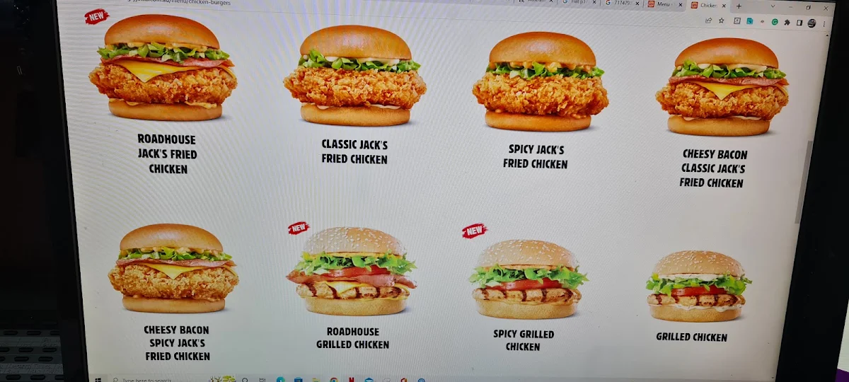 Menu, Hungry Jack's Burgers St Peters