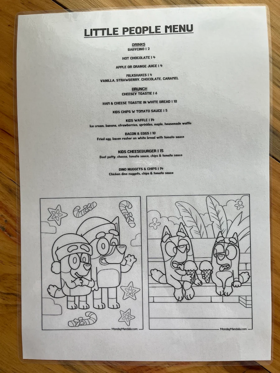 Menu, Tide Espresso Bar