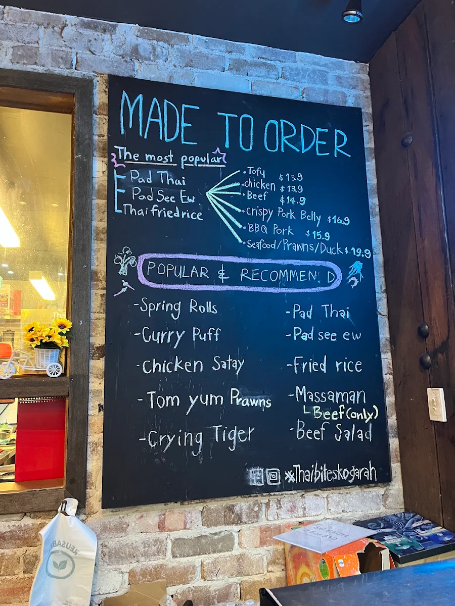 Menu, Thai Bites Kogarah